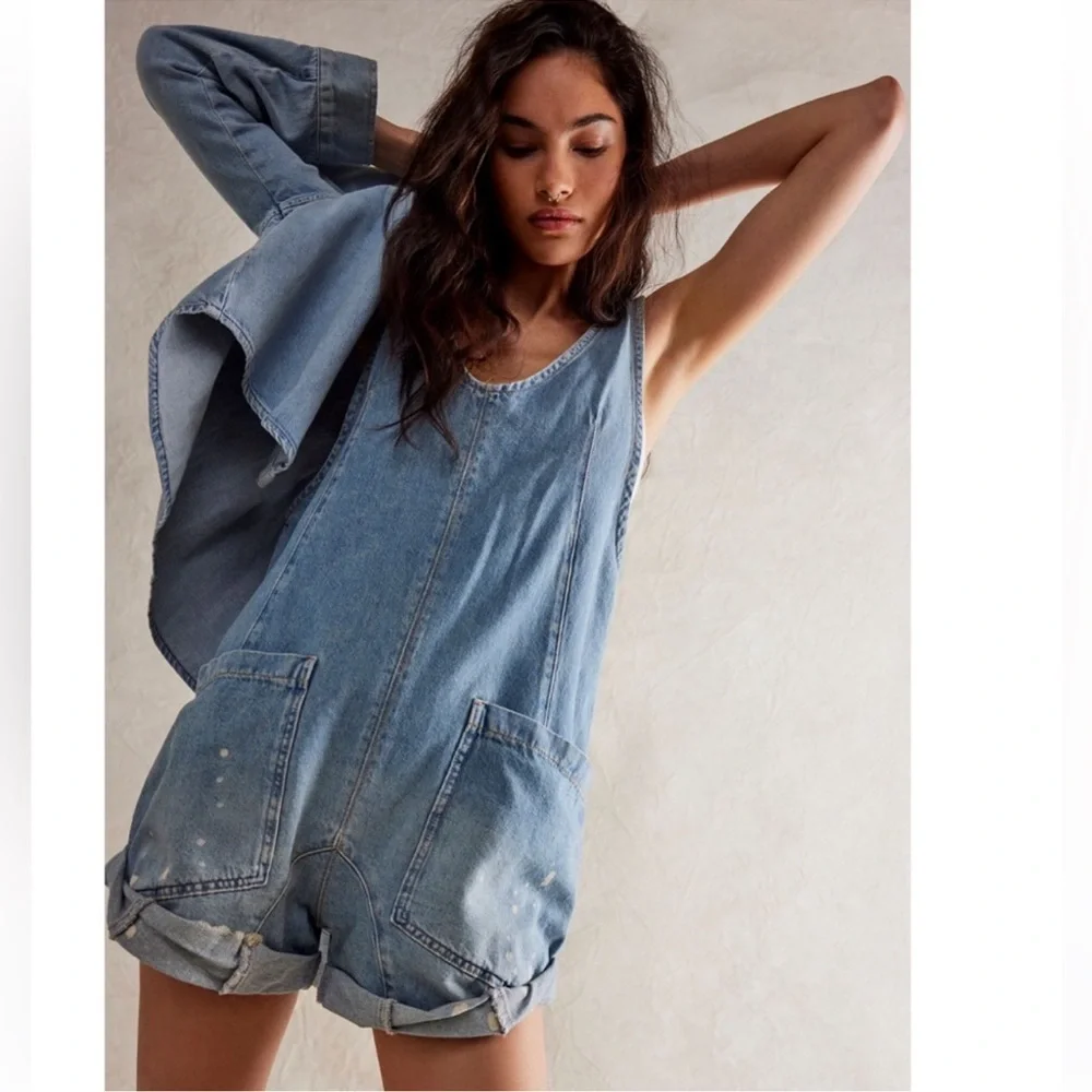 Free people we the free high roller shortall overalls color “bright eyes” xsmall - Picture 1 of 12